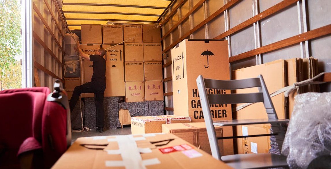 Packed moving truck