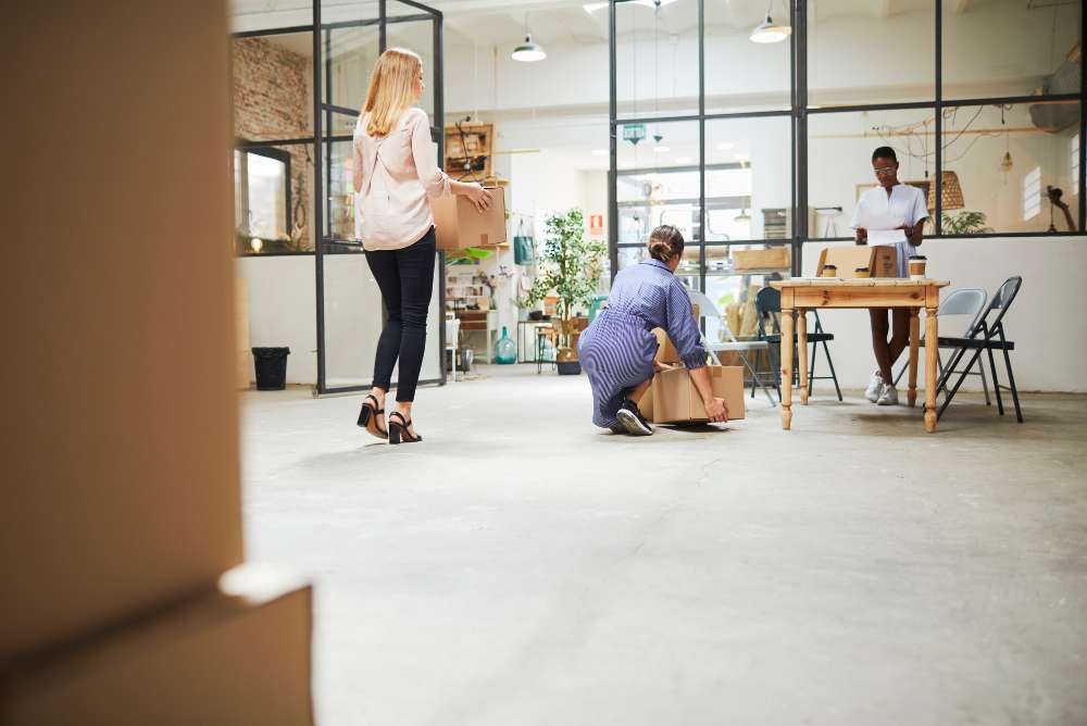 corporate employee moving office