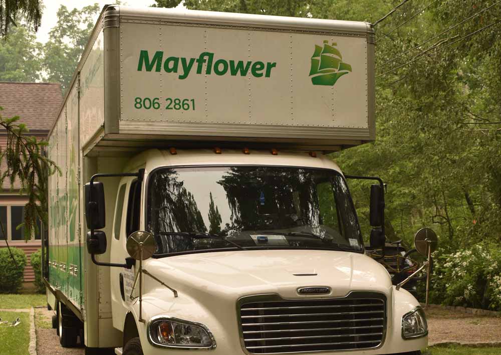 front view of moving company truck