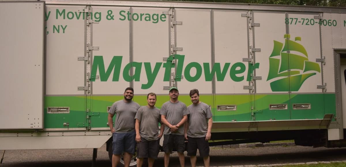 Mayflower moving company crew and truck